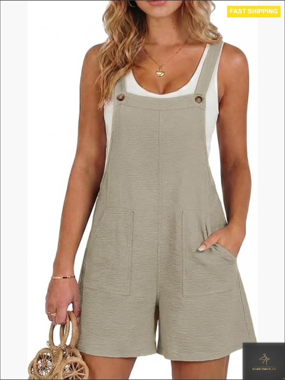 Sleeveless Wide Leg Jumpsuit Casual Romper Loose Fit Overalls With Pockets